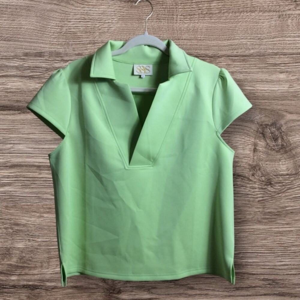 SSYS the Label green cap sleeve scuba top. XL